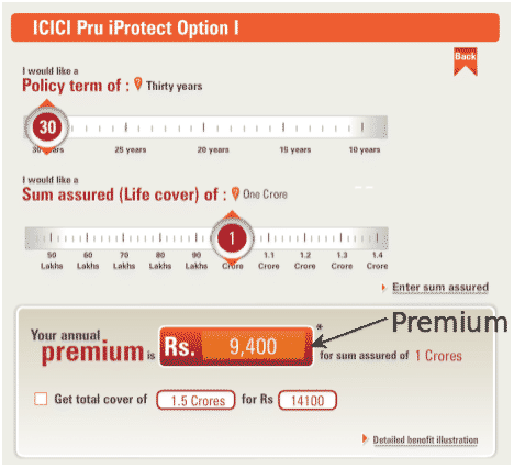 iProtect Premium Calculation Interface